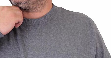 Starbattal Büyük Beden Sıfır Yaka Classic Sweat 23216 GRI