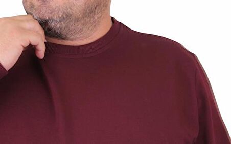 Starbattal Büyük Beden Sıfır Yaka Classic Sweat 23216 MURDUM