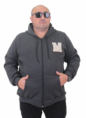 Starbattal Büyük Beden Fermuarlı Sweat M 23217 ANTRASIT