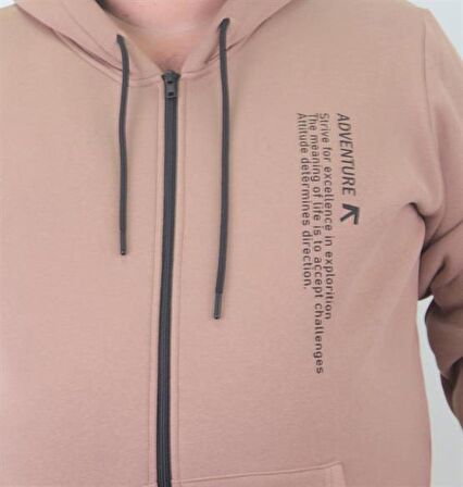 Starbattal Fermuarlı Kapuşonlu Büyük Beden Sweat Adventure 23220 S.KAHVE