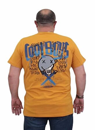 Starbattal Erkek Büyük Beden Sıfır Yaka Tişört Cool Boys 24125 HARDAL