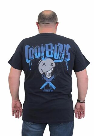 Starbattal Erkek Büyük Beden Sıfır Yaka Tişört Cool Boys 24125 LACIVERT
