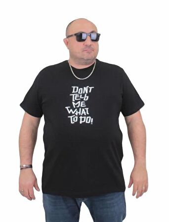 Starbattal Erkek Büyük Beden Sıfır Yaka Tişört Cool Boys 24125 SIYAH