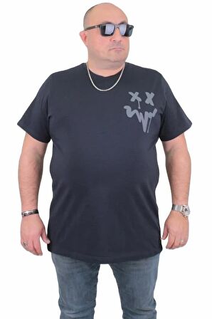 Starbattal Erkek Büyük Beden Sıfır Yaka Tişört New Generation 24130 LACIVERT