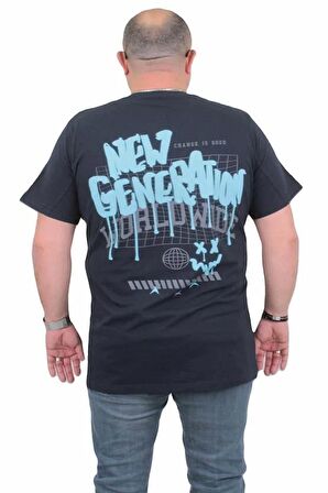 Starbattal Erkek Büyük Beden Sıfır Yaka Tişört New Generation 24130 LACIVERT