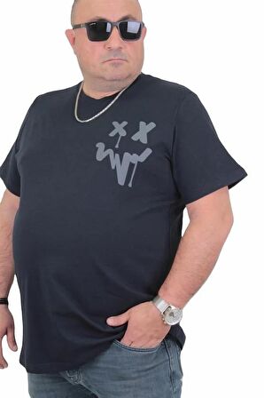 Starbattal Erkek Büyük Beden Sıfır Yaka Tişört New Generation 24130 LACIVERT