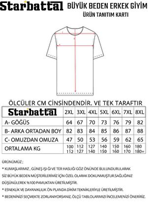 Starbattal Erkek Büyük Beden Sıfır Yaka Tişört Gang 24132 BEYAZ