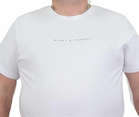 Starbattal Erkek Büyük Beden Sıfır Yaka Tişört Rich 24134 BEYAZ