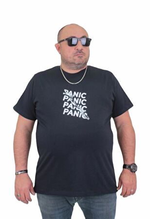 Starbattal Erkek Büyük Beden Sıfır Yaka Tişört Panic 24135 LACIVERT