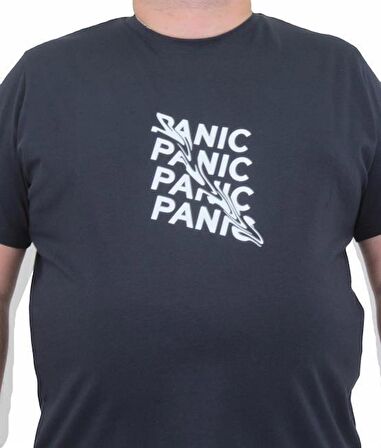 Starbattal Erkek Büyük Beden Sıfır Yaka Tişört Panic 24135 LACIVERT