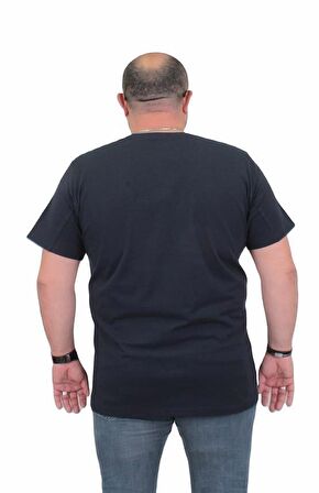 Starbattal Erkek Büyük Beden Sıfır Yaka Tişört Panic 24135 LACIVERT