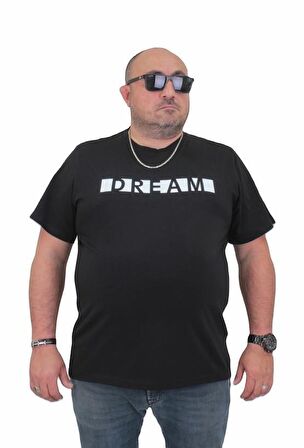 Starbattal Erkek Büyük Beden Sıfır Yaka Tişört Dream 24140 SIYAH