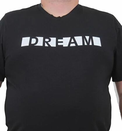 Starbattal Erkek Büyük Beden Sıfır Yaka Tişört Dream 24140 SIYAH