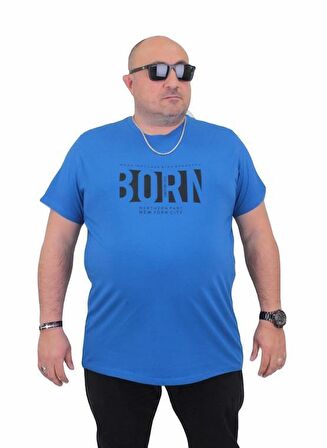 Starbattal Erkek Büyük Beden Sıfır Yaka Tişört Born 24143 SAKS