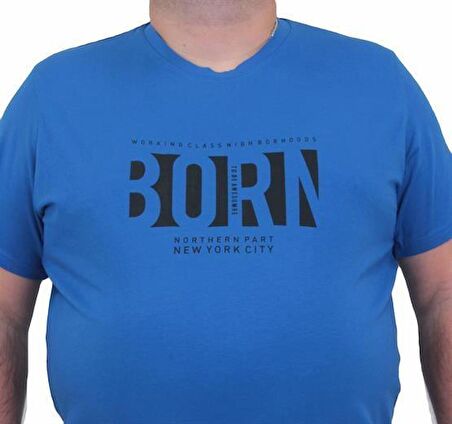 Starbattal Erkek Büyük Beden Sıfır Yaka Tişört Born 24143 SAKS