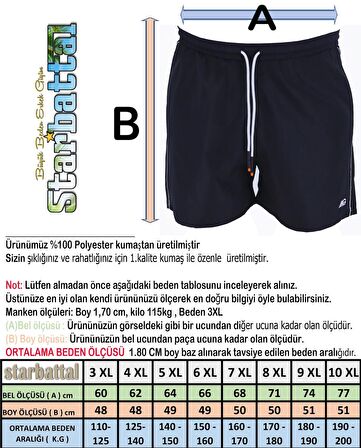 Starbattal Büyük Beden Klasik Deniz Şortu 23677 TURUNCU