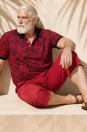 Starbattal Erkek Büyük Beden Polo Yaka Tişört Skull 24454 BORDO