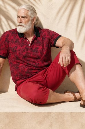 Starbattal Erkek Büyük Beden Polo Yaka Tişört Skull 24454 BORDO