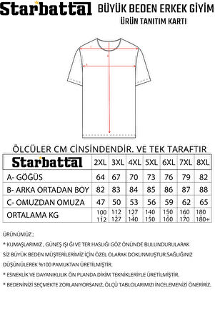 Starbattal Erkek Büyük Beden Likralı Basic V Yaka Tişört 11170 KIRMIZI