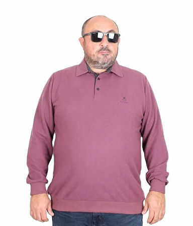 Starbattal Erkek Büyük Beden Polo Yaka Sweat Feel Good 24408 Eflatun