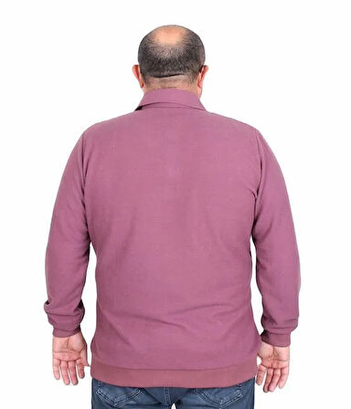 Starbattal Erkek Büyük Beden Polo Yaka Sweat Feel Good 24408 Eflatun