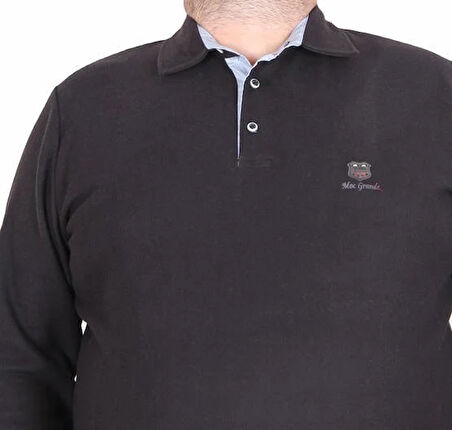 Starbattal Erkek Büyük Beden Polo Yaka Sweat Moc Grande 24410 SIYAH