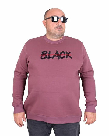 Starbattal Erkek Büyük Beden Sıfır Yaka 3ip Sweat Black 24202 Eflatun