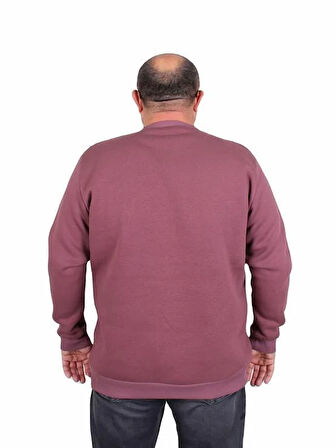 Starbattal Erkek Büyük Beden Sıfır Yaka 3ip Sweat Black 24202 Eflatun