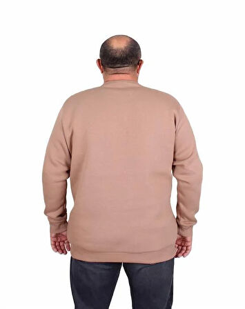 Starbattal Erkek Büyük Beden Sıfır Yaka 3ip Sweat Black 24202 S.KAHVE