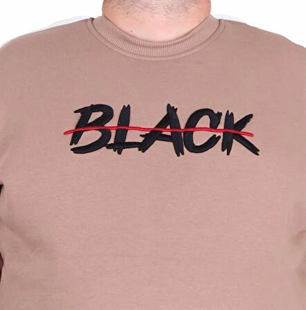 Starbattal Erkek Büyük Beden Sıfır Yaka 3ip Sweat Black 24202 S.KAHVE