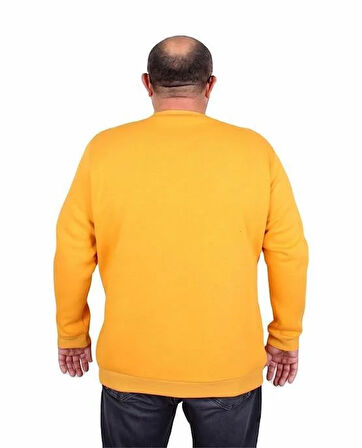 Starbattal Erkek Büyük Beden Sıfır Yaka 3ip Sweat Respect 24205 HARDAL