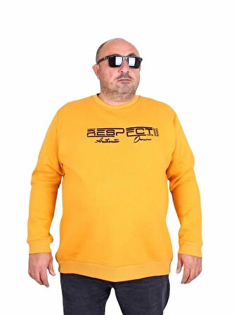 Starbattal Erkek Büyük Beden Sıfır Yaka 3ip Sweat Respect 24205 HARDAL