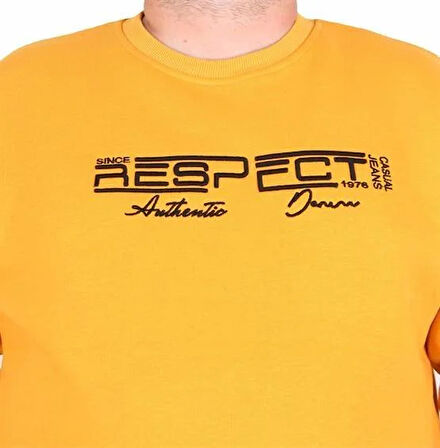 Starbattal Erkek Büyük Beden Sıfır Yaka 3ip Sweat Respect 24205 HARDAL