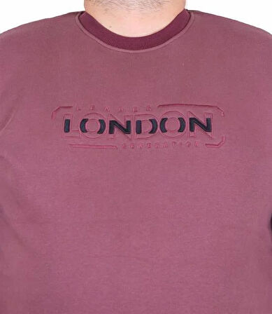 Starbattal Erkek Büyük Beden Sıfır Yaka 3ip Sweat London 24208 Eflatun