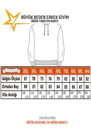 Starbattal Erkek Büyük Beden Sıfır Yaka 3ip Sweat Core 1975 24209 CAMEL