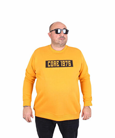 Starbattal Erkek Büyük Beden Sıfır Yaka 3ip Sweat Core 1975 24209 HARDAL