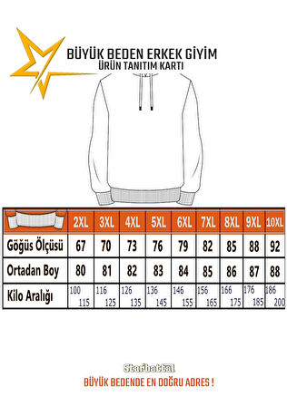 Starbattal Erkek Büyük Beden Sıfır Yaka 3ip Sweat Core 1975 24209 MAVI