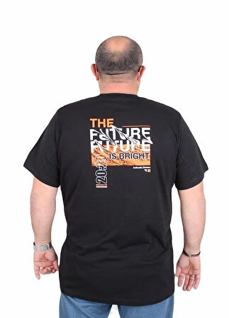 Starbattal Erkek Büyük Beden Sıfır Yaka Tişört The Future 25138 SIYAH