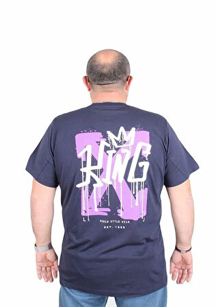 Starbattal Erkek Büyük Beden Sıfır Yaka Tişört King 25141 LACIVERT