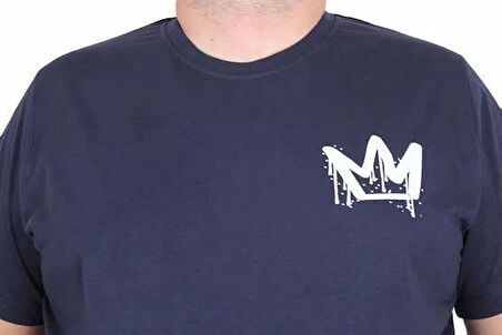 Starbattal Erkek Büyük Beden Sıfır Yaka Tişört King 25141 LACIVERT