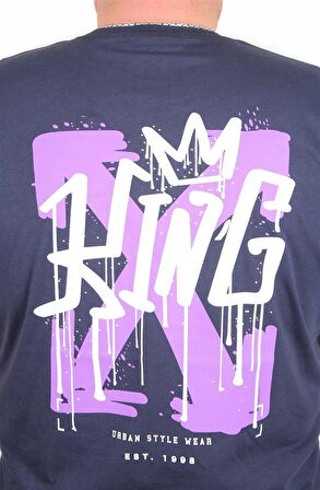 Starbattal Erkek Büyük Beden Sıfır Yaka Tişört King 25141 LACIVERT