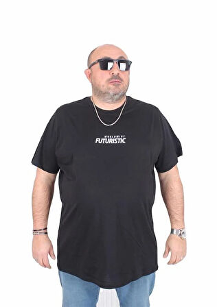 Starbattal Erkek Büyük Beden Sıfır Yaka Tişört Urban 25142 SIYAH