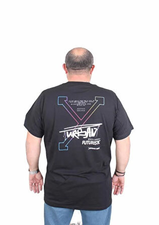 Starbattal Erkek Büyük Beden Sıfır Yaka Tişört Urban 25142 SIYAH