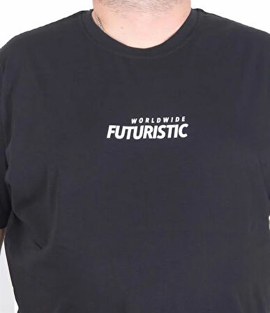 Starbattal Erkek Büyük Beden Sıfır Yaka Tişört Urban 25142 SIYAH