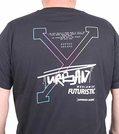 Starbattal Erkek Büyük Beden Sıfır Yaka Tişört Urban 25142 SIYAH