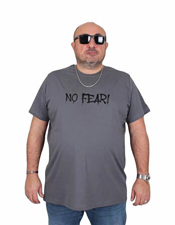 Starbattal Erkek Büyük Beden Sıfır Yaka Tişört No Fear 25143 FUME