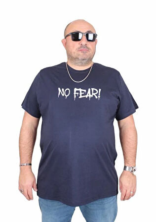 Starbattal Erkek Büyük Beden Sıfır Yaka Tişört No Fear 25143 LACIVERT