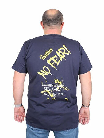 Starbattal Erkek Büyük Beden Sıfır Yaka Tişört No Fear 25143 LACIVERT