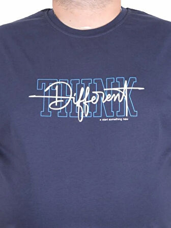 Starbattal Erkek Büyük Beden Sıfır Yaka Tişört Different 25148 LACIVERT