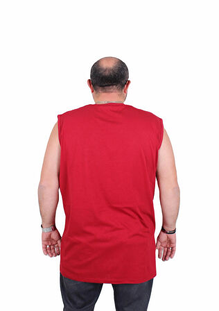 Starbattal Büyük Beden Baskılı Kolsuz Tişört Think Fast Run 25152 BORDO